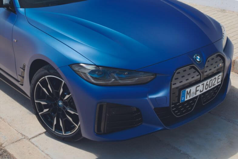 front three quarter shot of red BMW M4