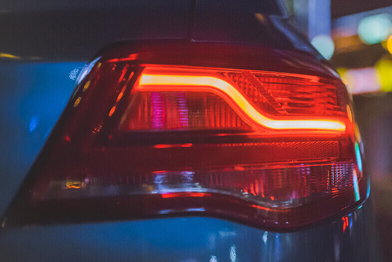 close up of a red tail light